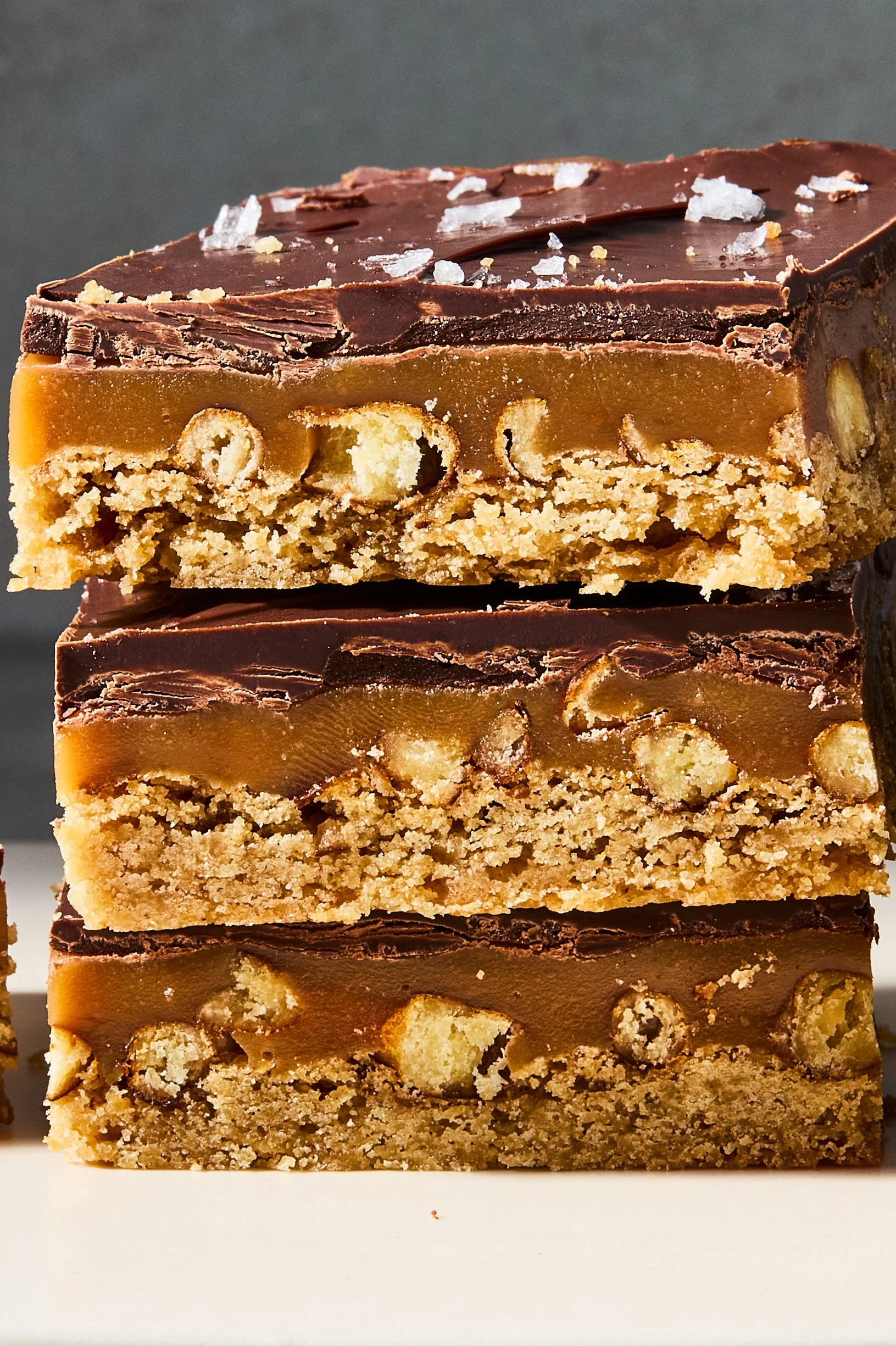 Delicious Chocolate Caramel Coffee Pretzel Bars topped with chocolate drizzle