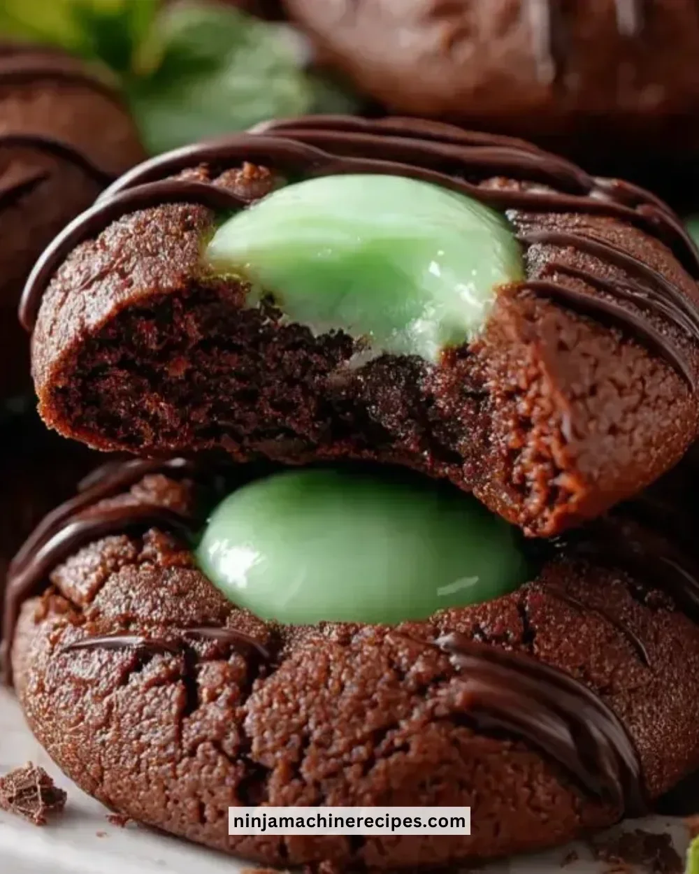 Delicious Chocolate Mint Thumbprint Cookies with mint and chocolate flavor