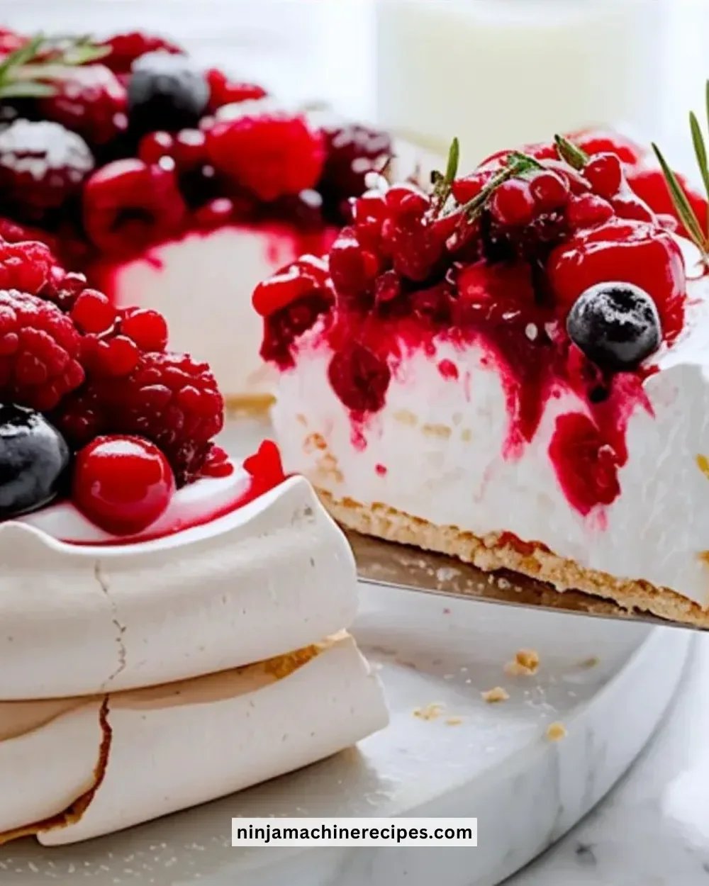 Christmas Pavlova dessert topped with fresh fruits for the holiday season