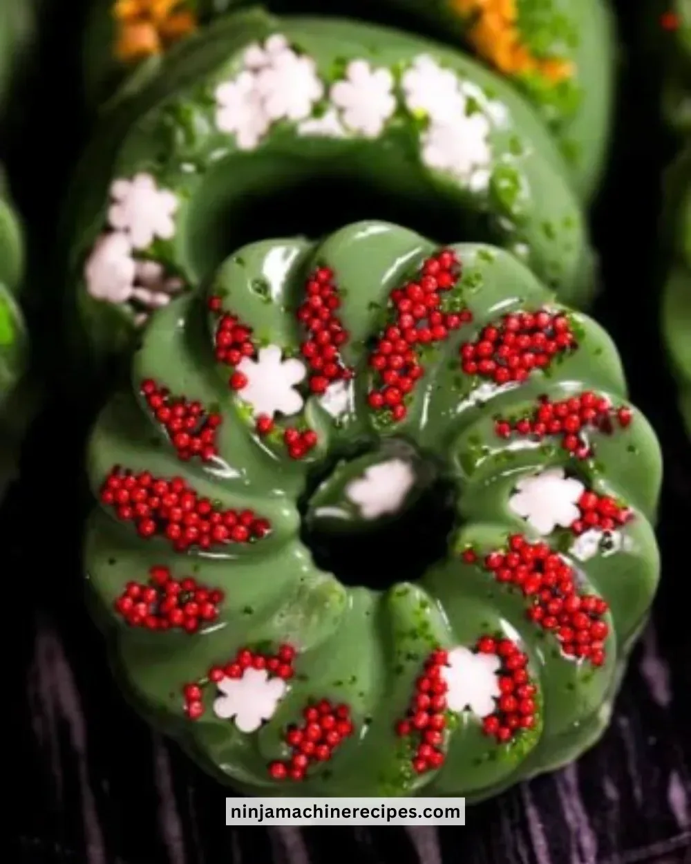 Delicious Christmas Wreath Fudge decorated with festive colors and designs