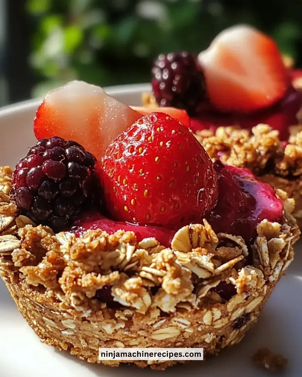 Easy berry oat crumble cups with fresh berries and oat topping