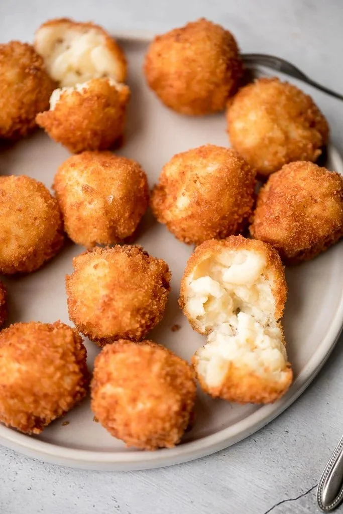 Crispy Fried Mac and Cheese Balls served with dipping sauce