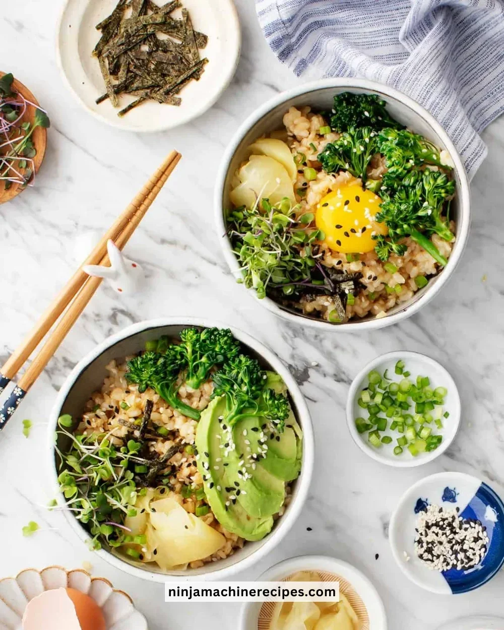 Healthy breakfast bowls filled with fruits, grains, and nuts