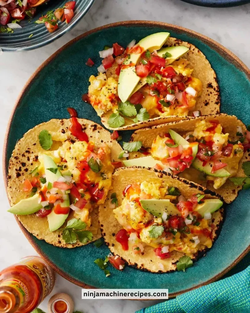Healthy breakfast tacos with fresh ingredients and savory fillings