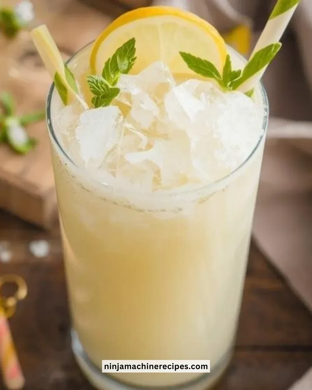 Delicious Keto Lemon Ice Slushie in a glass, perfect for a low-carb diet.