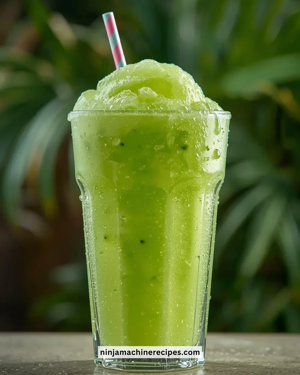 Delicious Kiwi Lime Slushie in a glass, refreshing summer drink