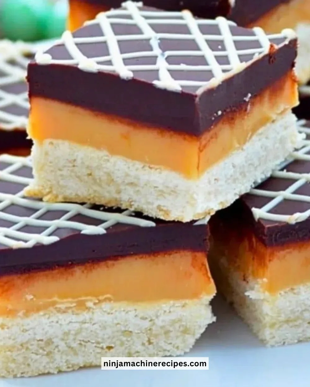 Delicious Millionaire’s Shortbread with caramel, chocolate, and shortbread layers