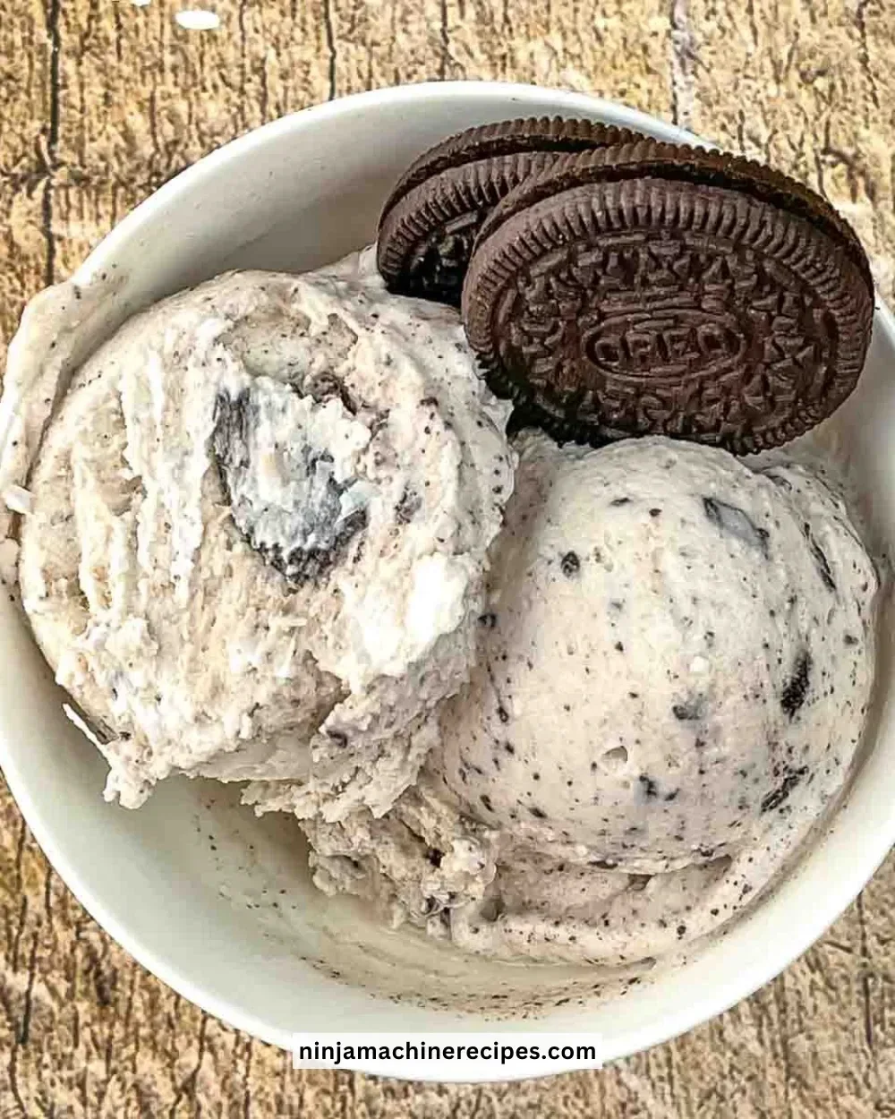 Homemade Cookies and Cream Ice Cream made with the Ninja Creami machine