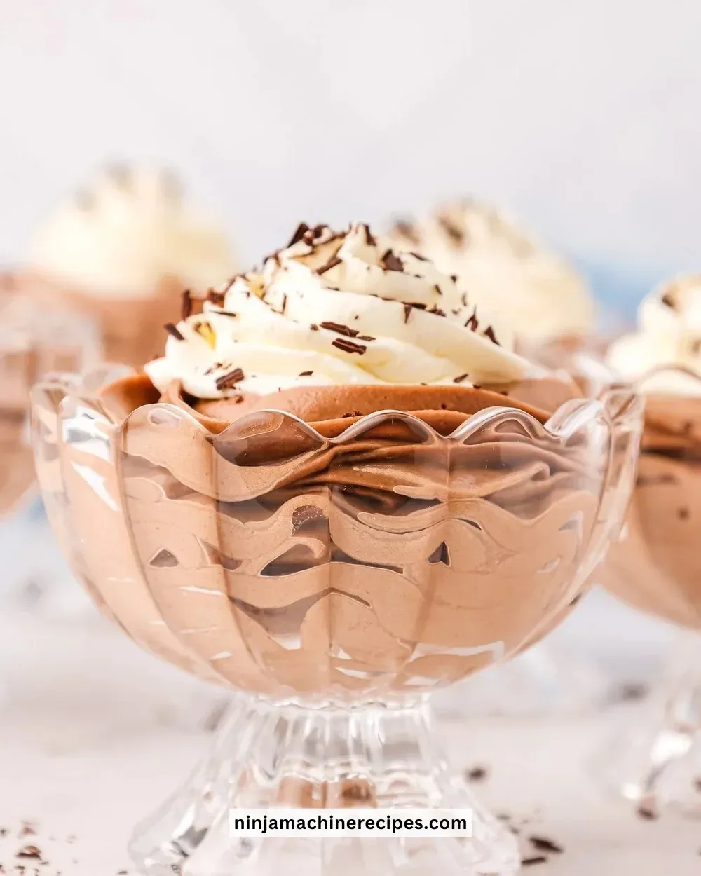 Delicious Nutella chocolate cheesecake mousse served in dessert cups