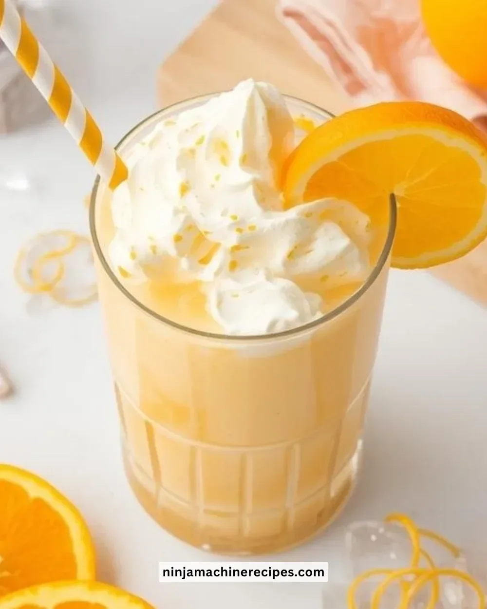Refreshing Orange Cream Slushie made with orange juice and cream.