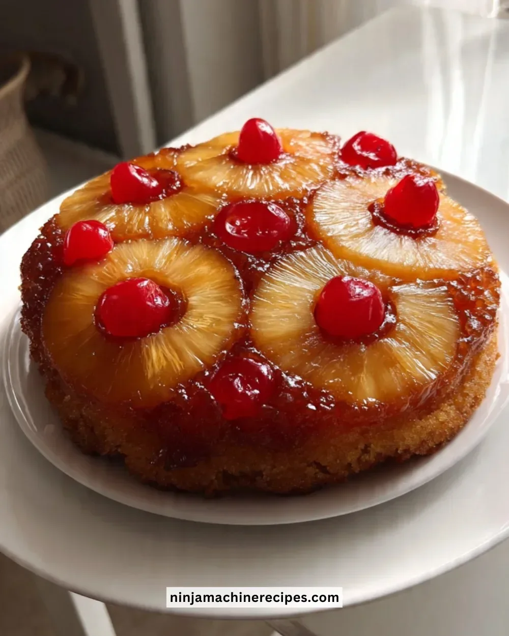 Delicious pineapple upside-down cake with caramelized pineapple topping