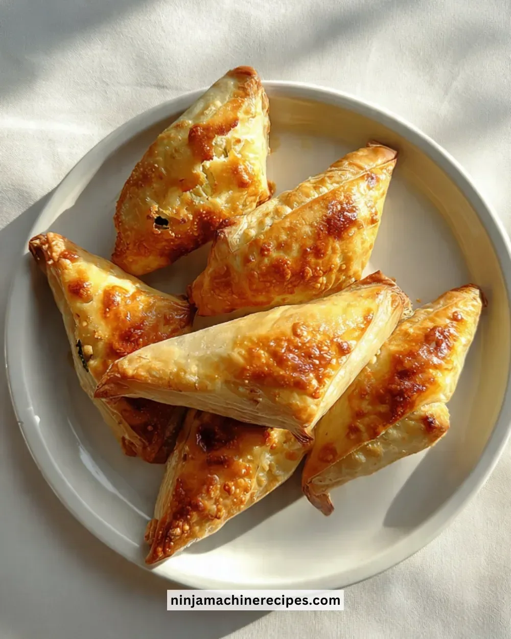 Small Boureki pastry filled with cheese and mint, served on a plate