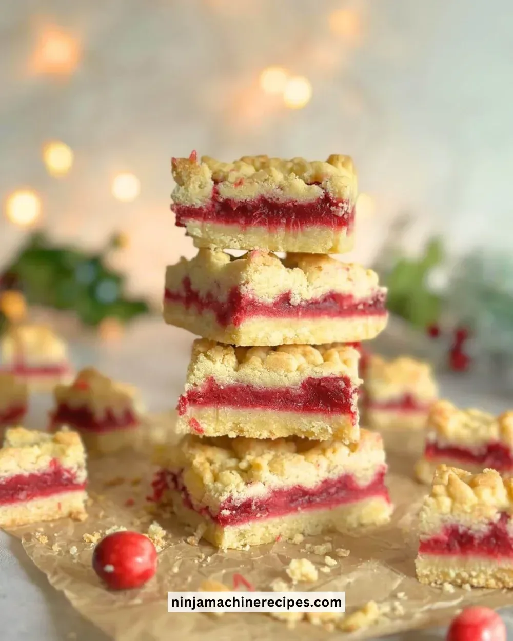 Delicious cranberry crumble bars with a sweet and tart filling topped with a crumbly crust