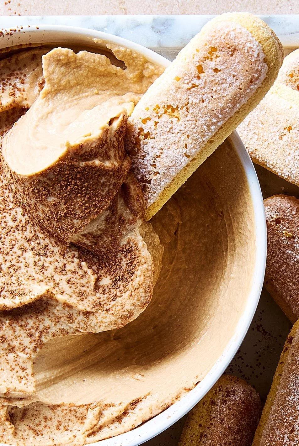 Delicious homemade tiramisu dip served in a bowl
