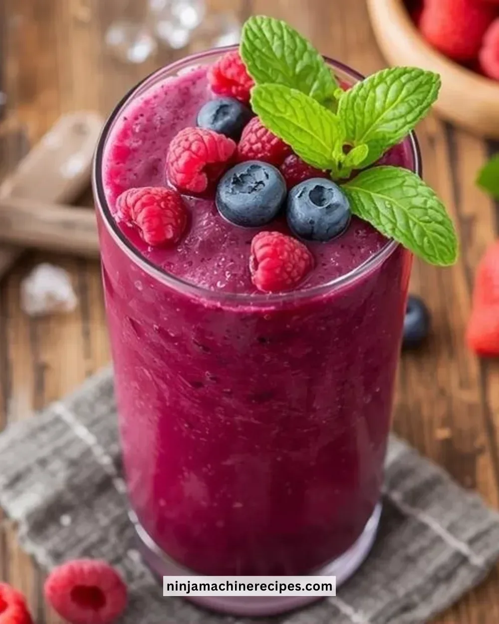 Triple Berry Slushy made with fresh mixed berries and ice