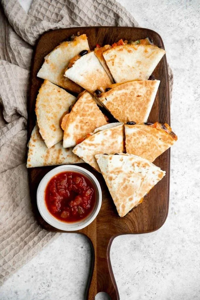 Delicious Vegetarian Quesadillas filled with fresh vegetables and cheese