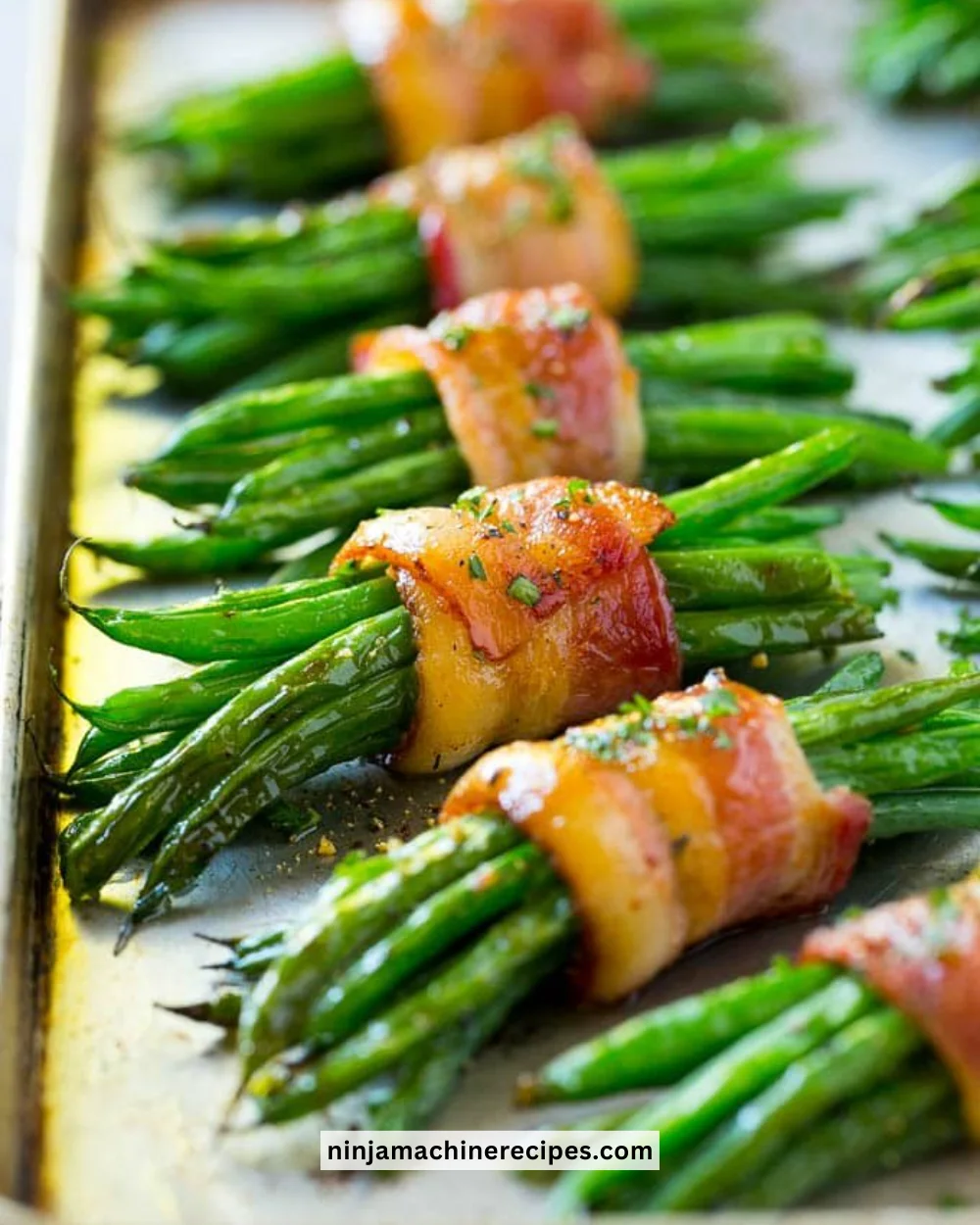 Delicious Bacon Wrapped Green Beans appetizer on a serving platter