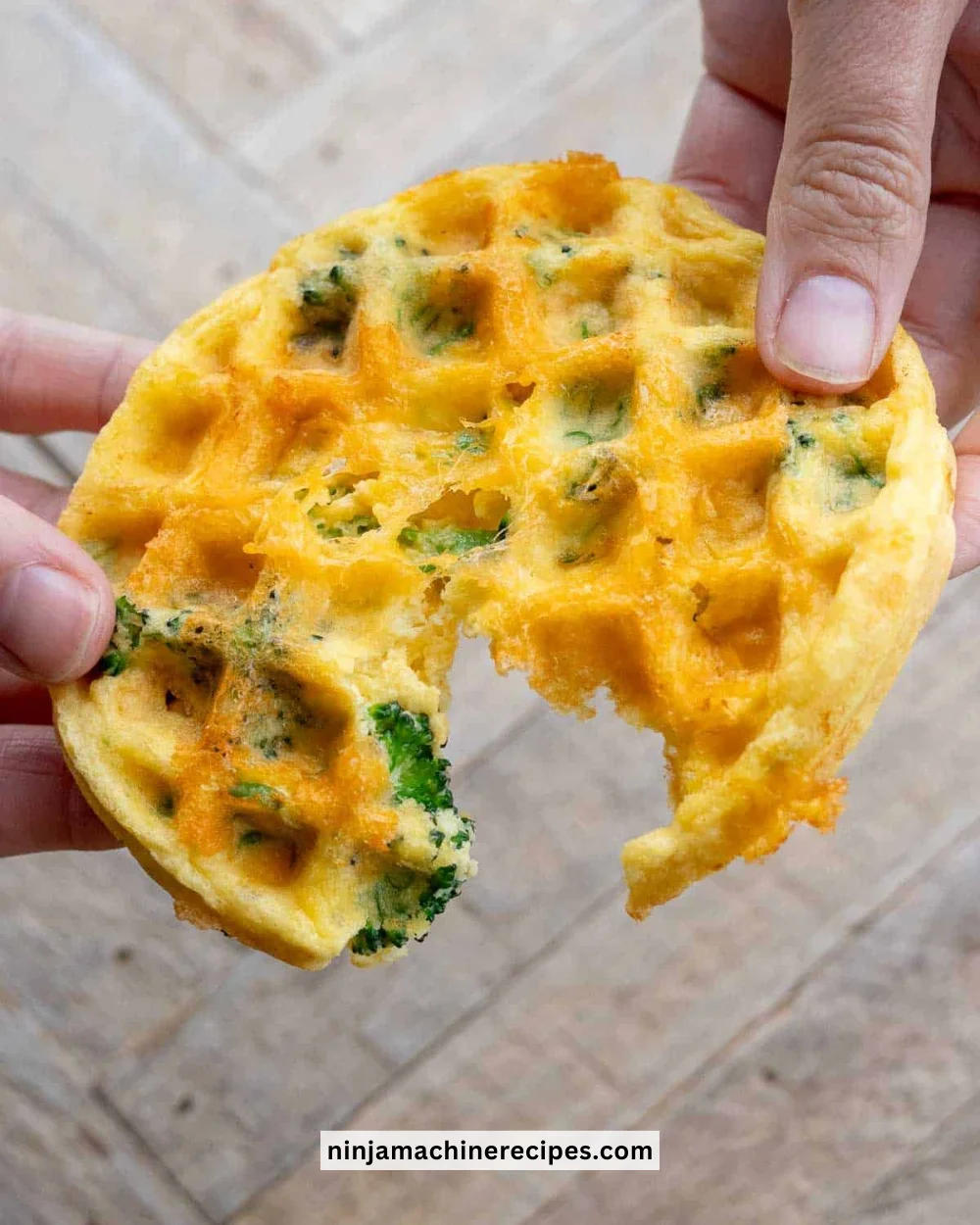 Broccoli cheddar chaffles, a delicious low-carb snack made with fresh broccoli and cheese.