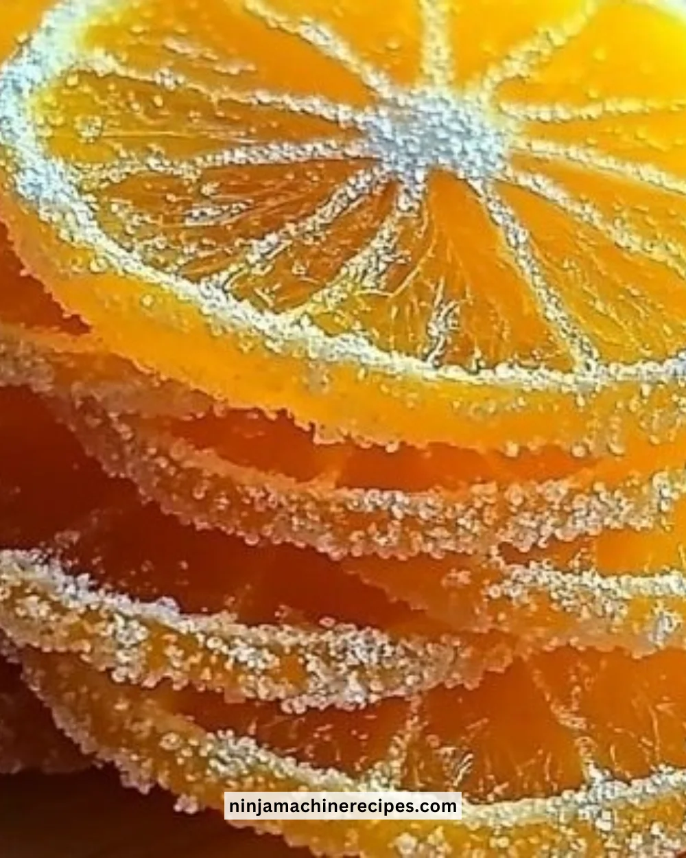 Homemade candied orange slices arranged on a plate