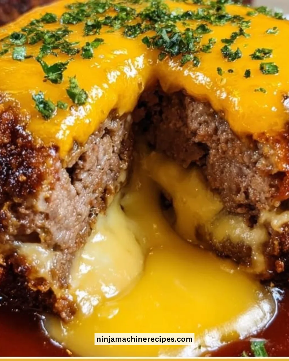 Cheeseburger Lava Cake Molten Melt dessert with gooey cheese filling