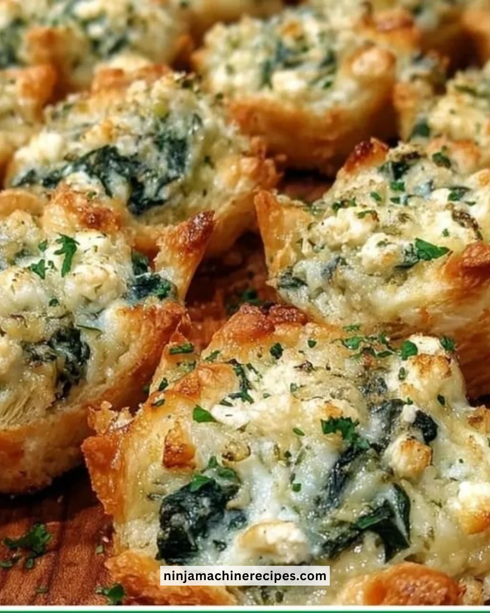 Cheesy Spinach Artichoke Dip Bites served in a platter