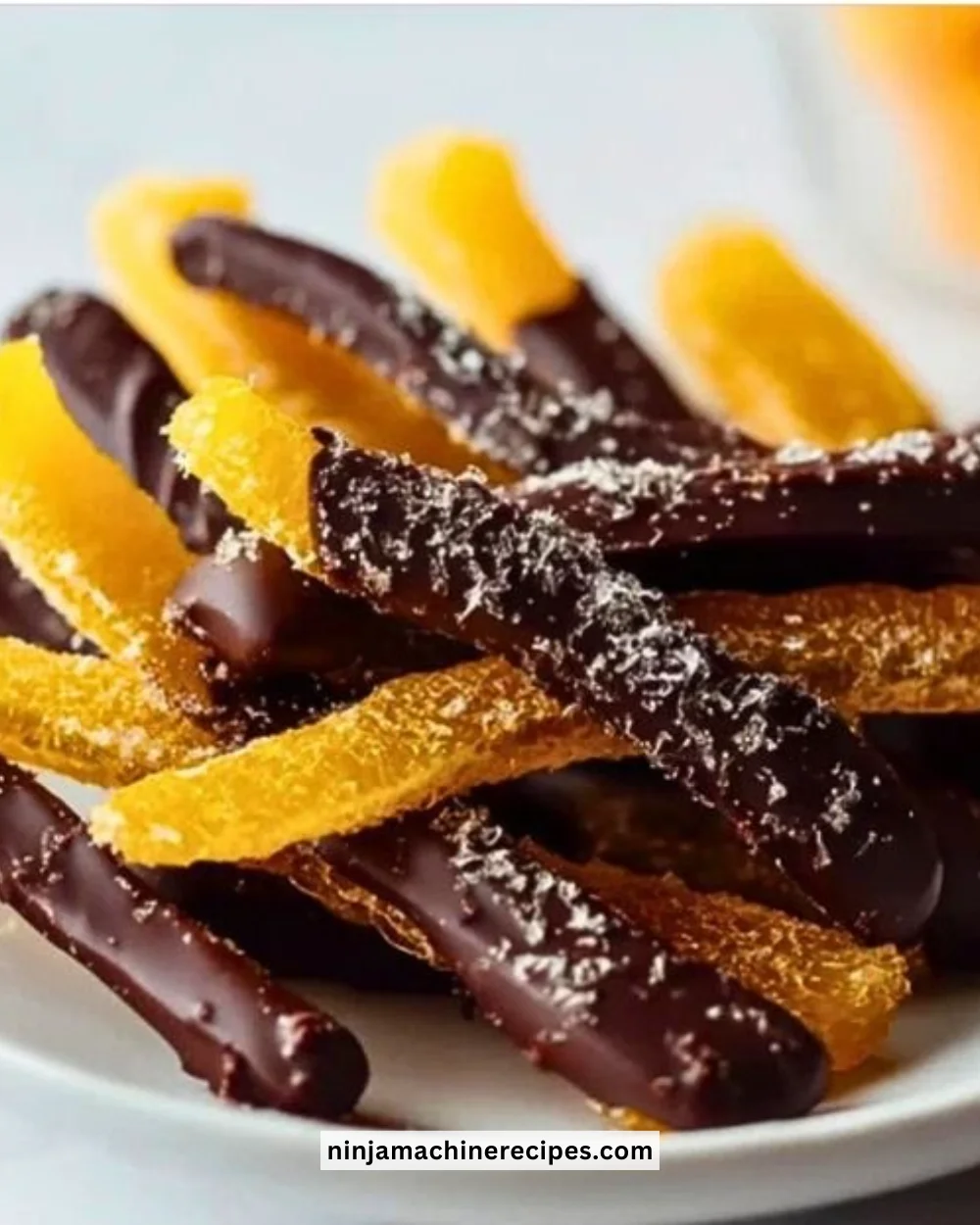 Chocolate covered orange peels with a rich chocolate coating