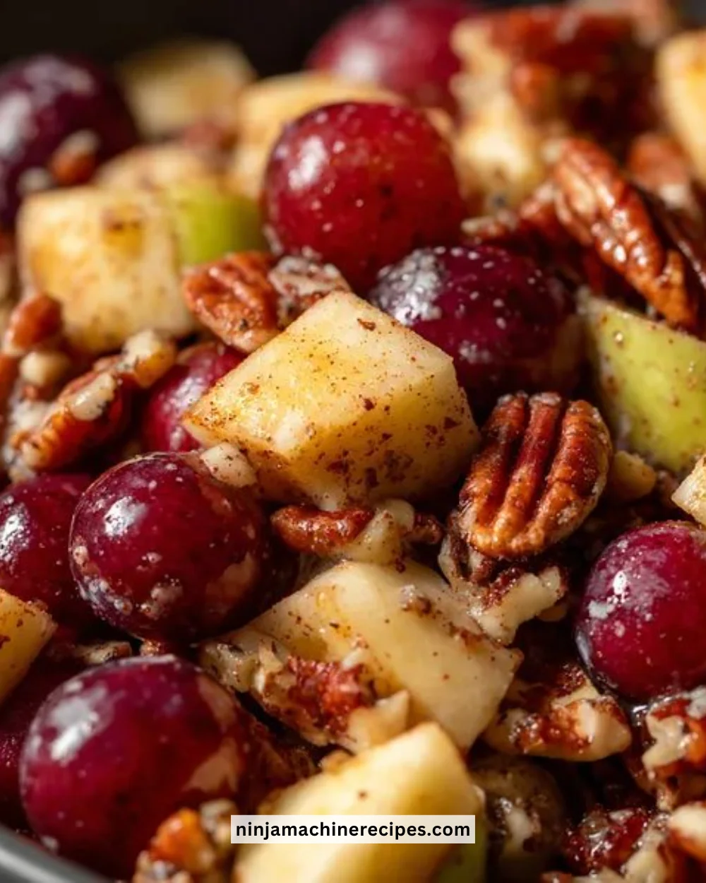 Cinnamon Apple Grape Salad with fresh grapes and apples sprinkled with cinnamon