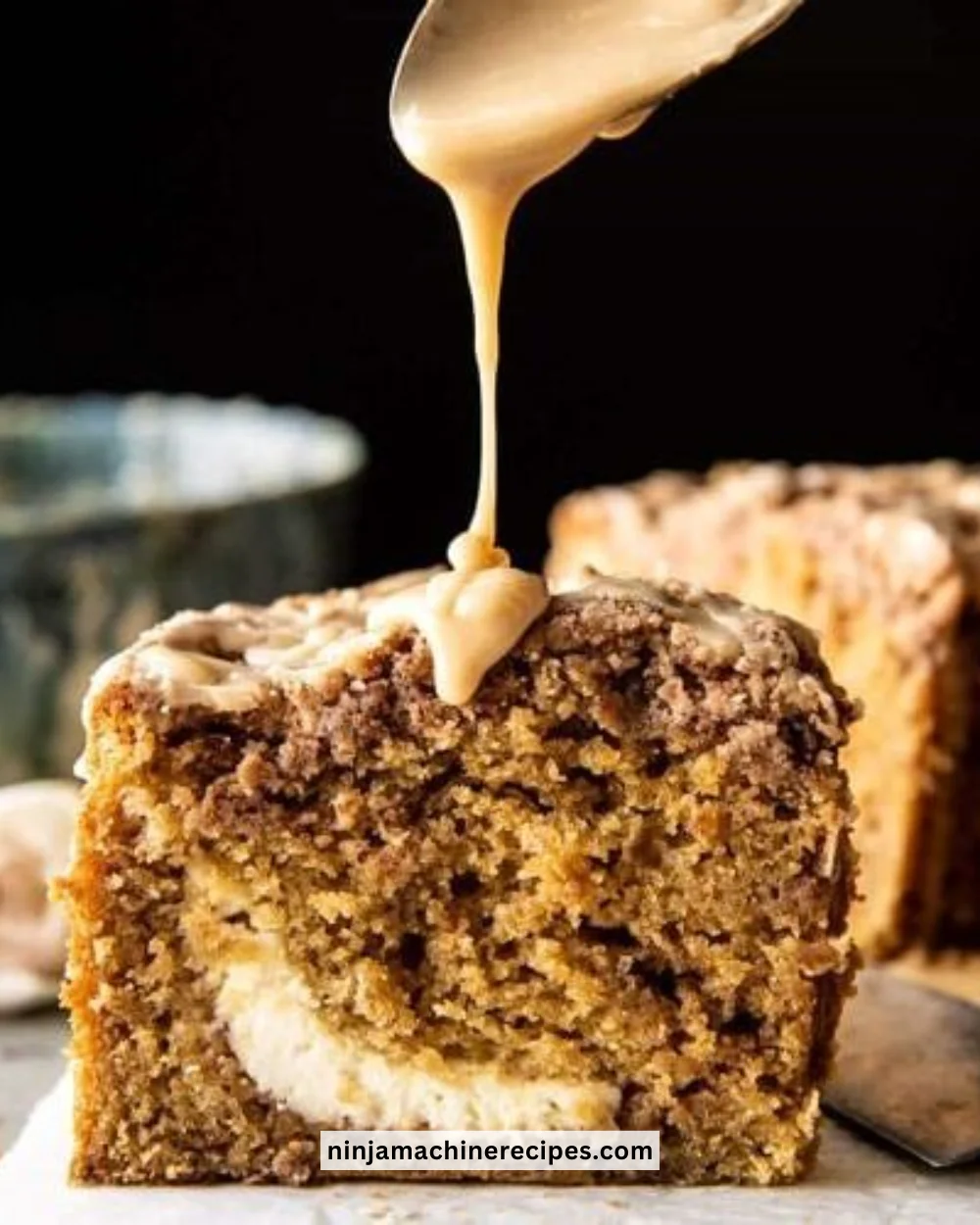 Delicious Cinnamon Streusel Coffee Cake topped with a crunchy cinnamon streusel