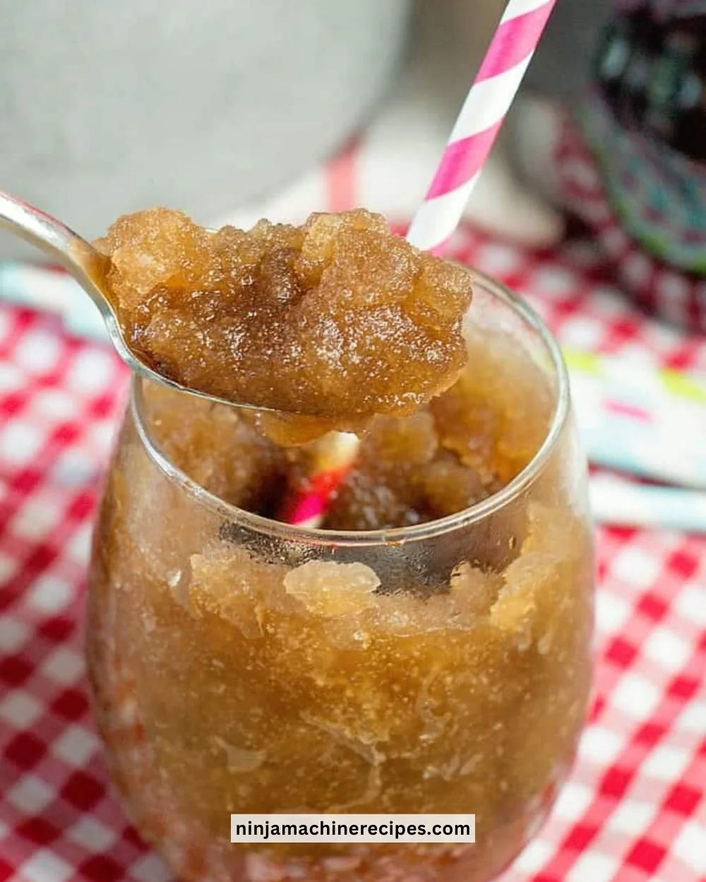 Delicious Diet Coke Slushie drink served in a clear cup with ice.
