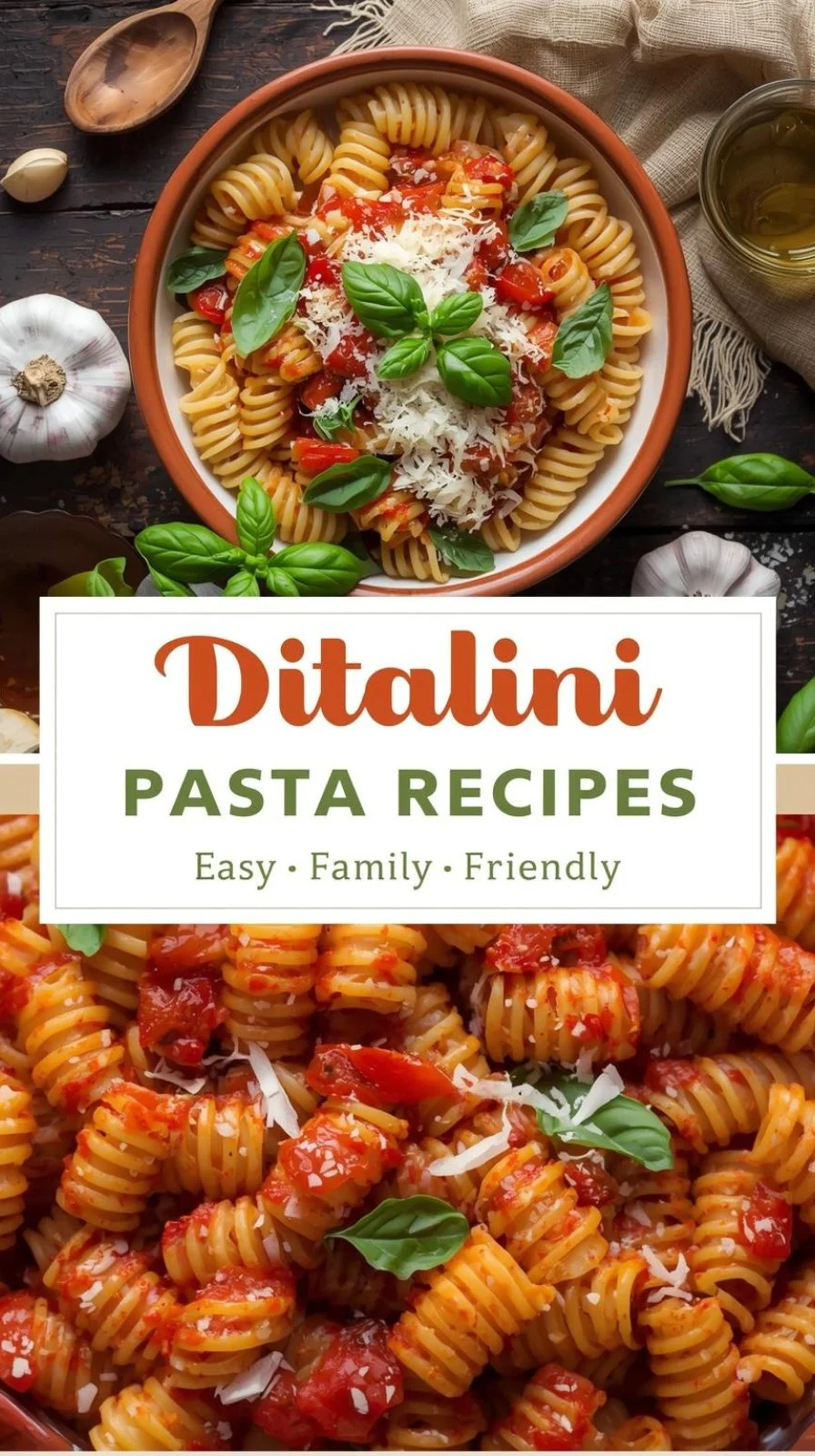 Colorful Ditalini pasta salad with vegetables in a bowl