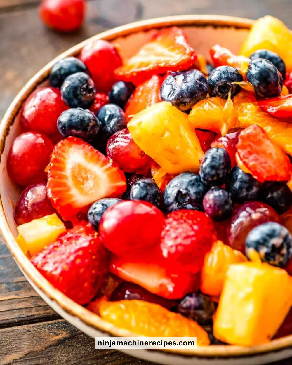 Colorful and fresh easy fruit salad in a bowl