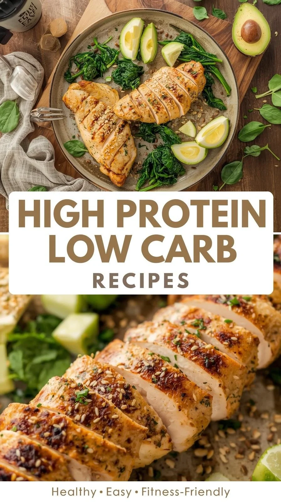 High protein low carb recipe featuring grilled chicken and vegetables