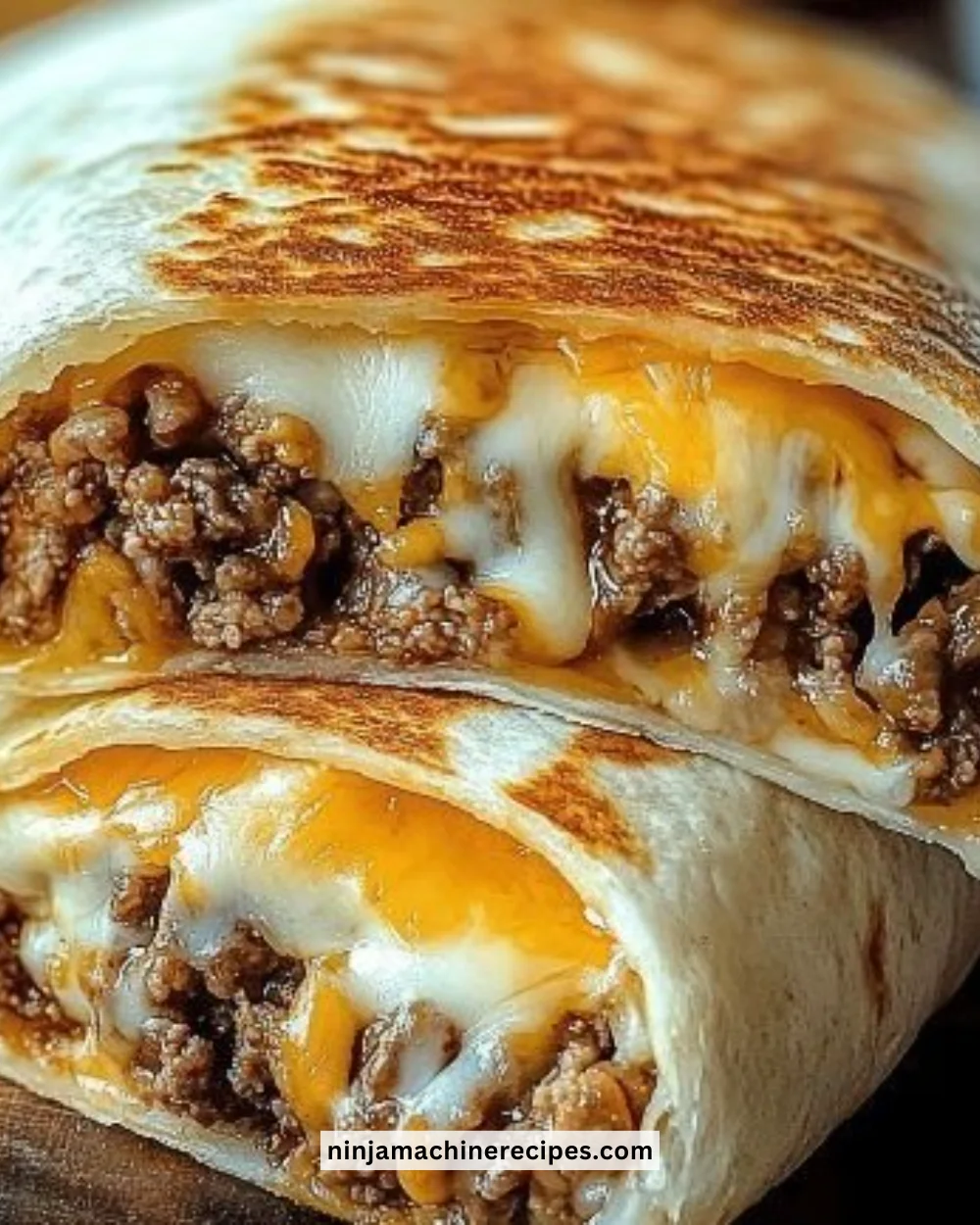 Delicious grilled cheese burrito with melted cheese and crispy tortilla