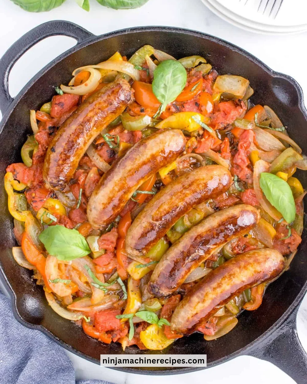 Delicious Italian sausage and peppers dish served on a plate