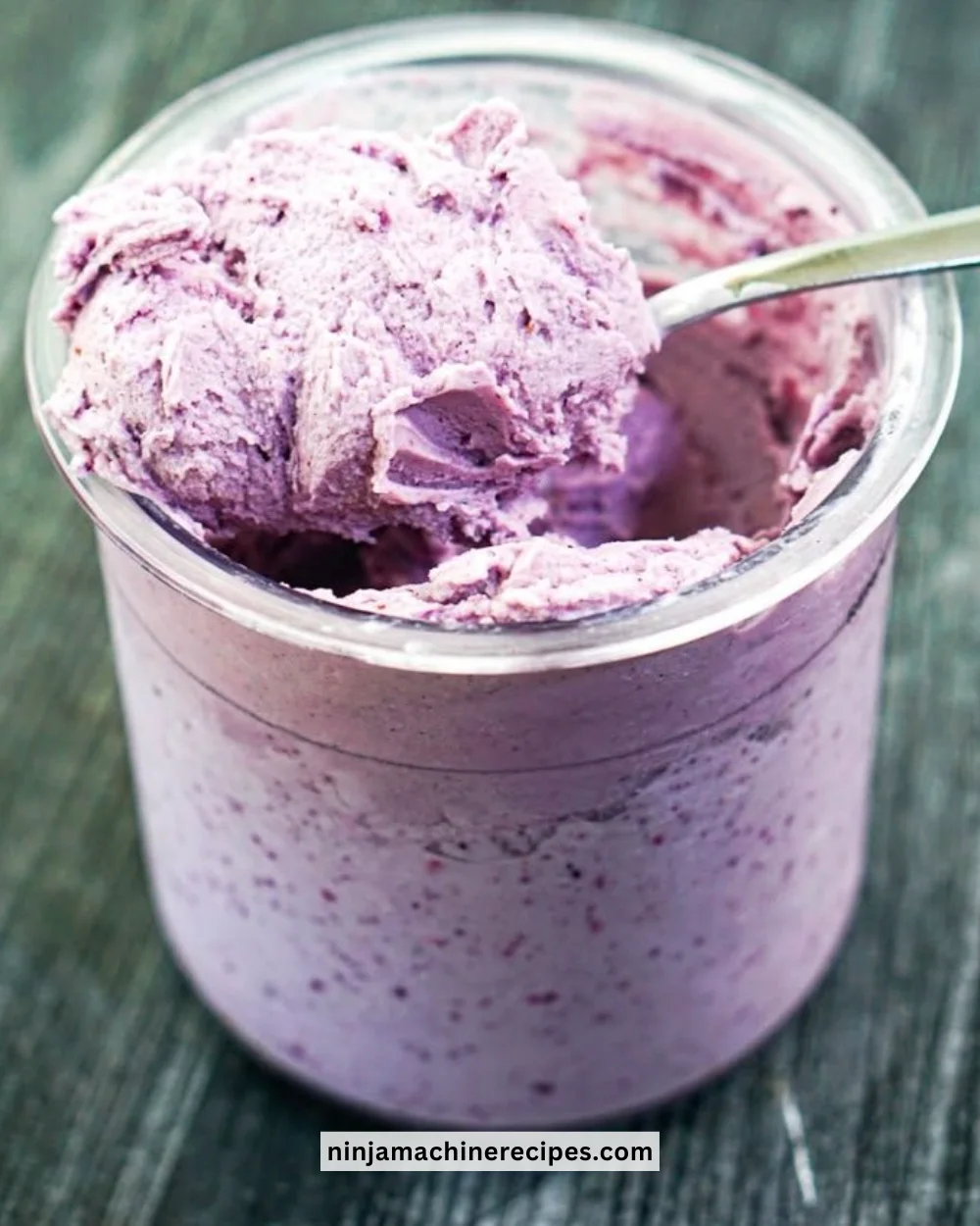 Delicious Keto blueberry cheesecake ice cream served in a bowl