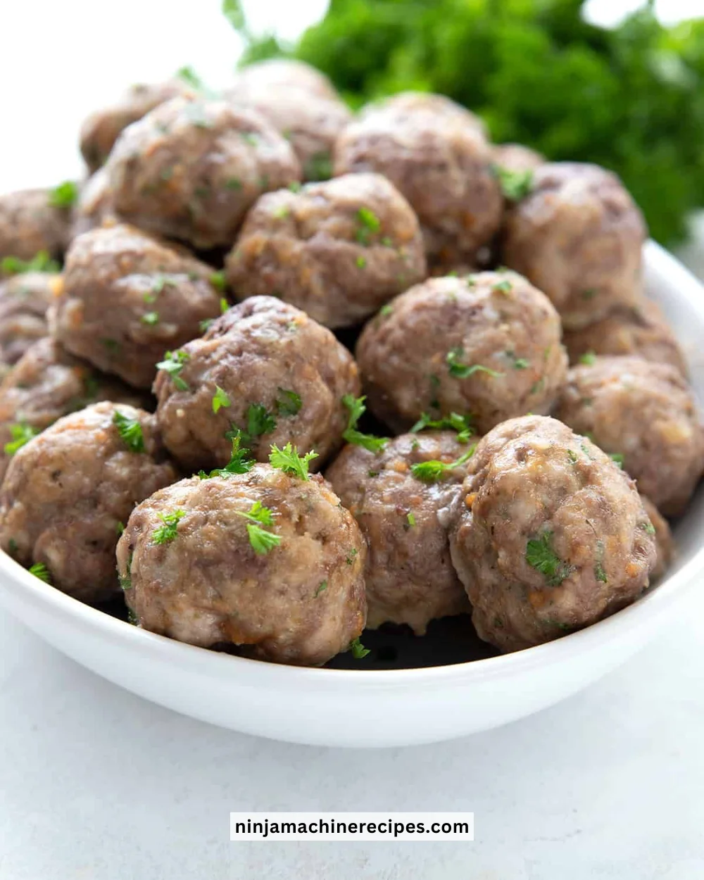 Plate of delicious Keto Meatballs with herbs and spices