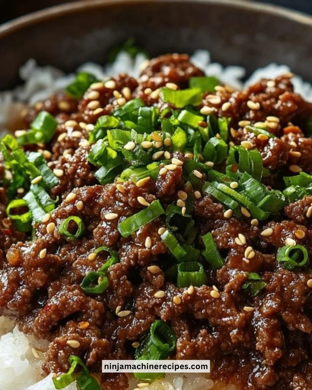 A delicious Korean Ground Beef Bowl with vibrant vegetables and rice.