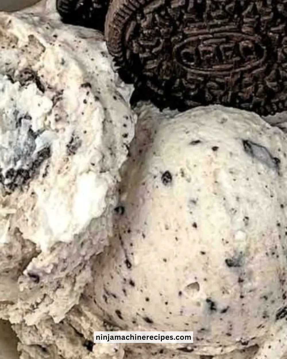 Ninja Creami Oreo cookie ice cream topped with crushed Oreo cookies