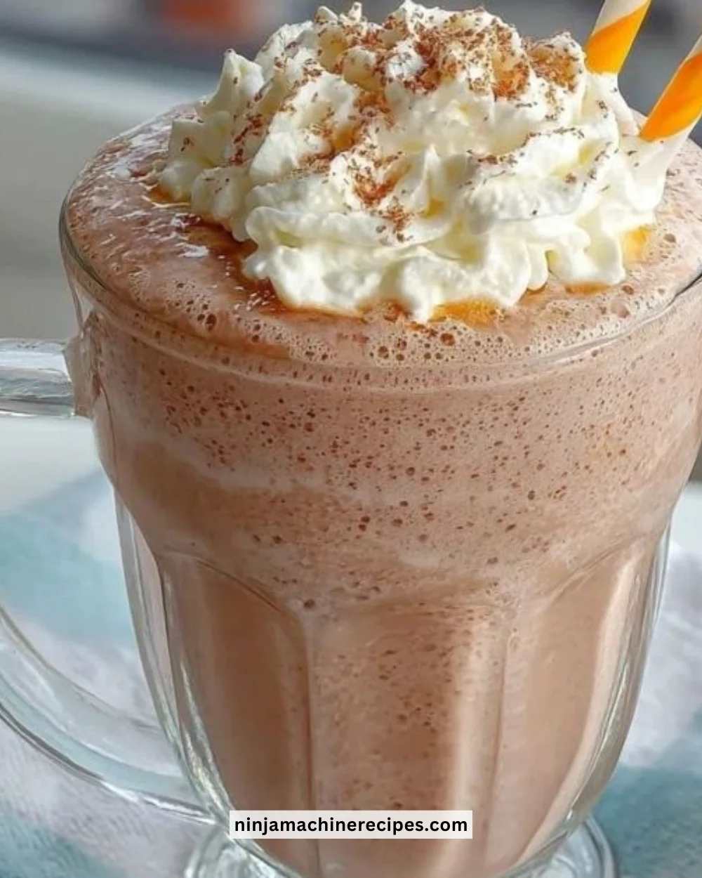 Delicious Ninja Slushi Protein Milkshake in a colorful cup with a straw