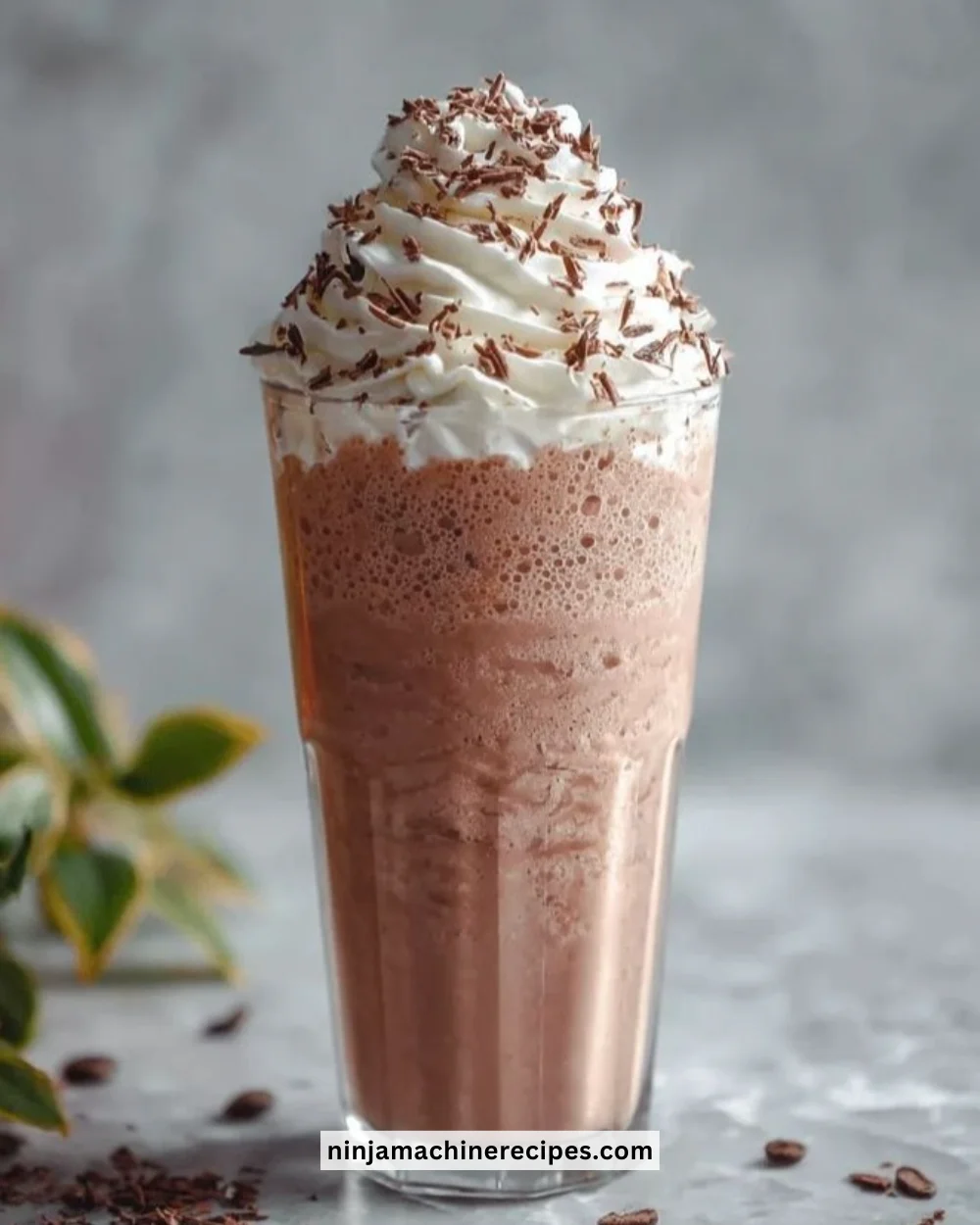 Delicious Ninja Slushie Chocolate Milkshake topped with whipped cream and chocolate syrup