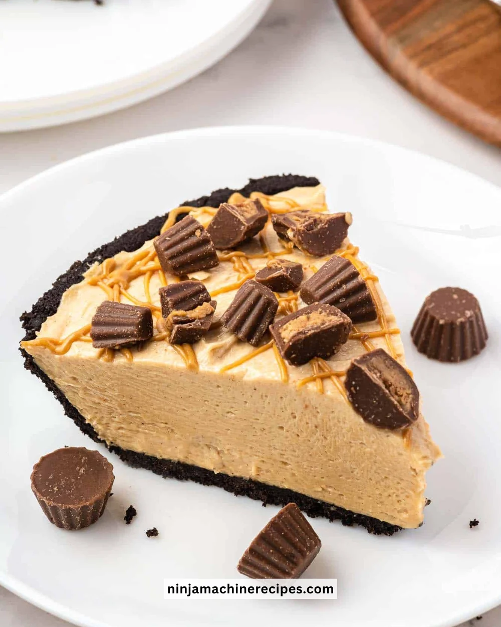 Delicious no bake pie served on a plate with fresh fruits