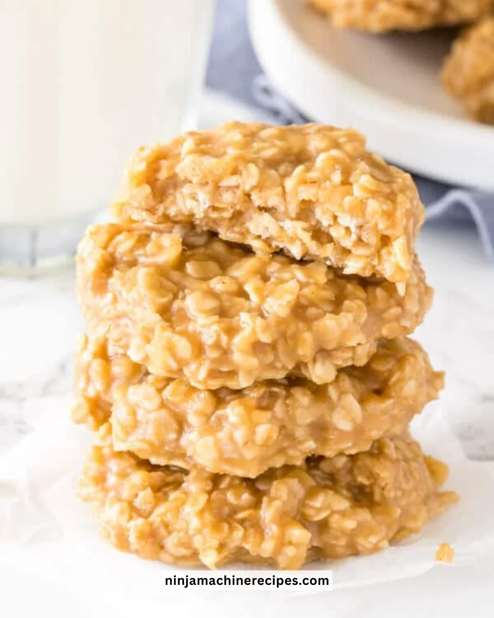 Delicious Peanut Butter No Bake Cookies on a plate ready to enjoy.