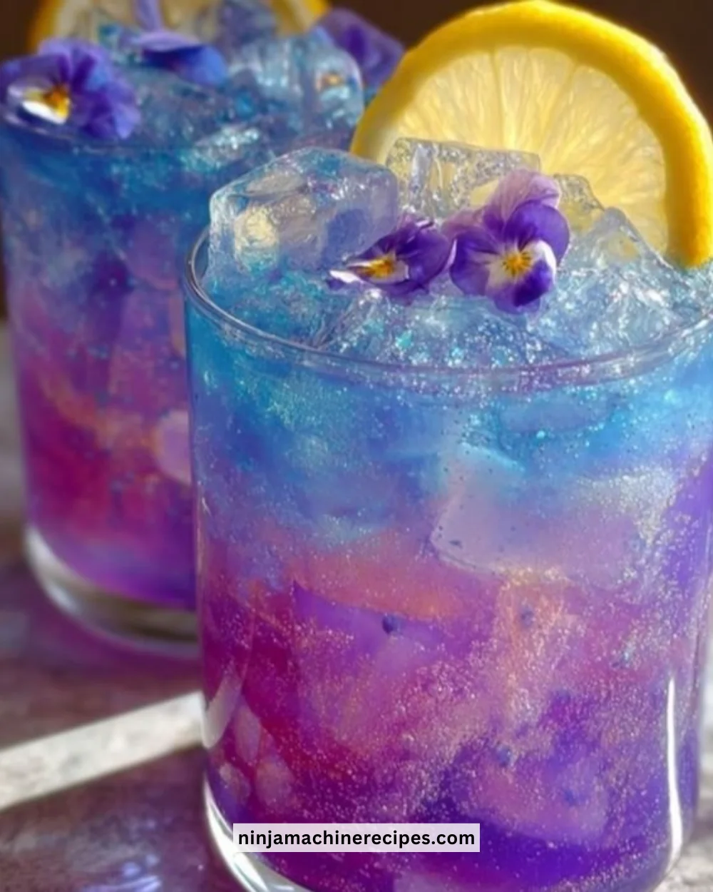 Color-changing magic lemonade in a glass with vibrant colors.