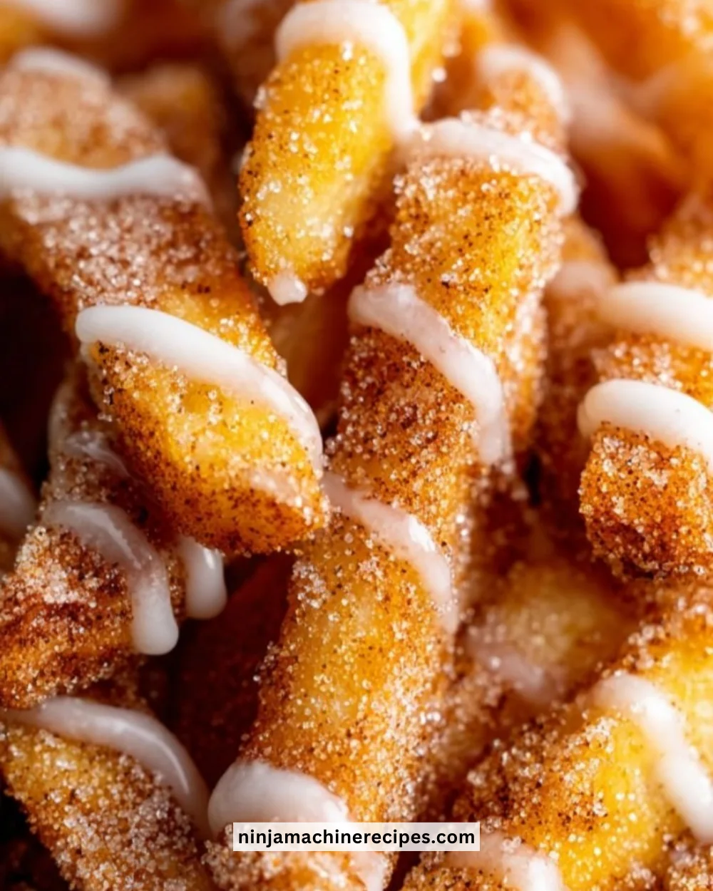 Crispy air fryer apple fries served on a plate