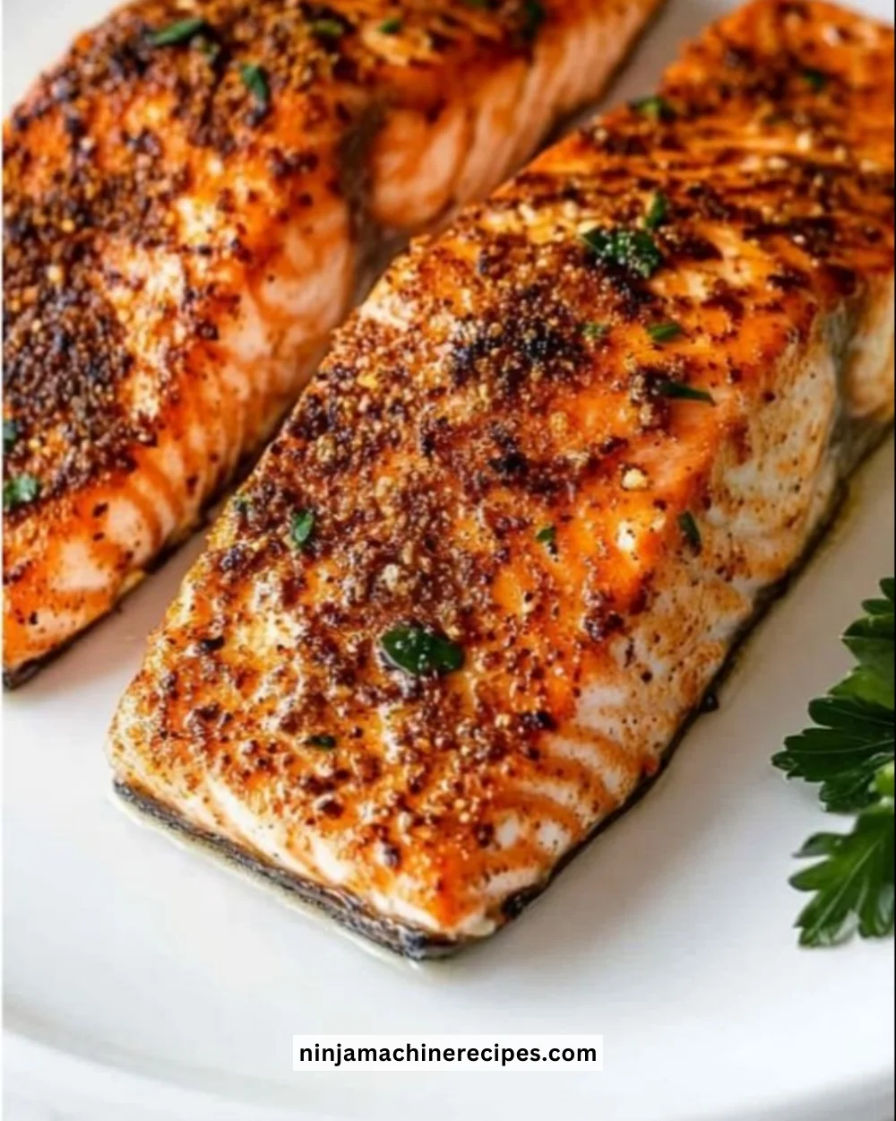 Delicious air fryer salmon fillet served with vegetables