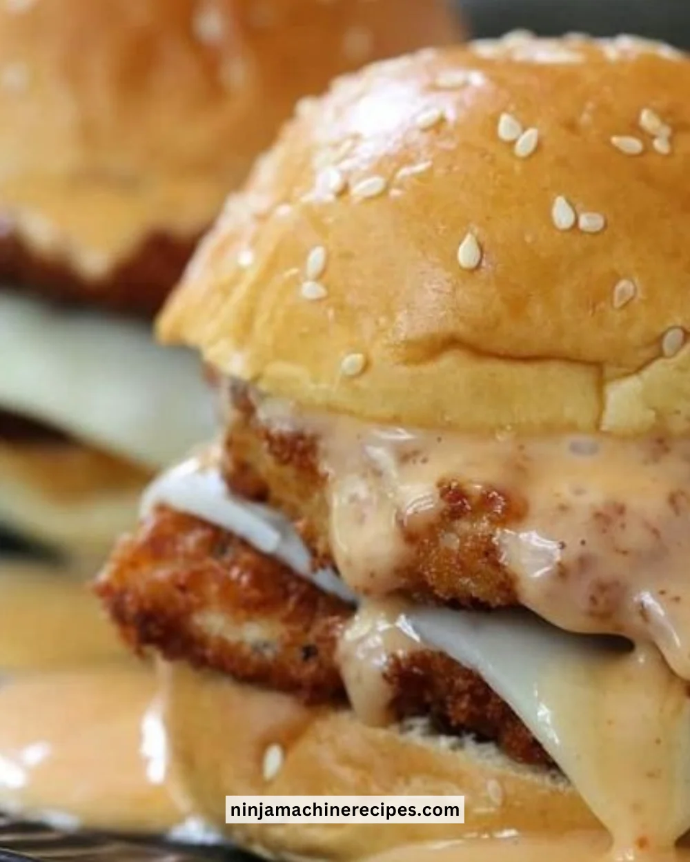 Bang Bang Chicken Sliders on a platter, garnished and ready to serve