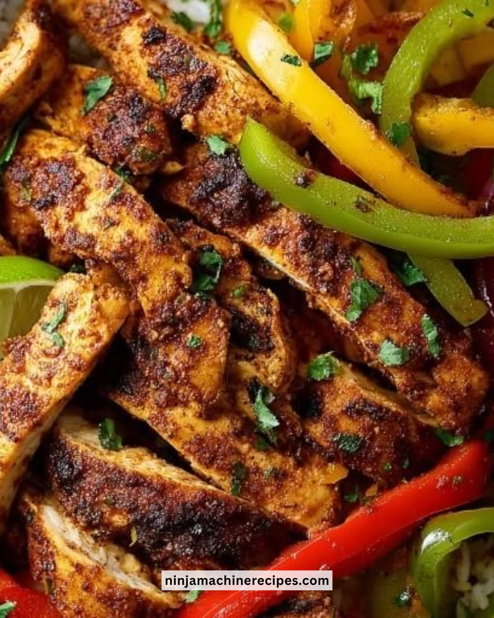 Healthy Chicken Fajita Meal Prep Bowls with colorful vegetables and spices