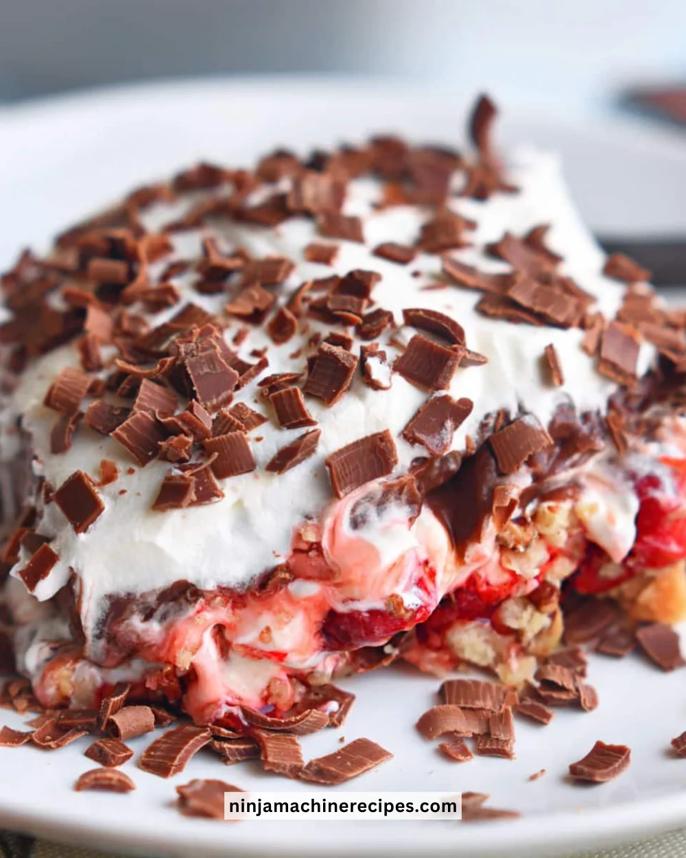 Decadent Chocolate Cherry Lush dessert featuring layers of chocolate and cherry