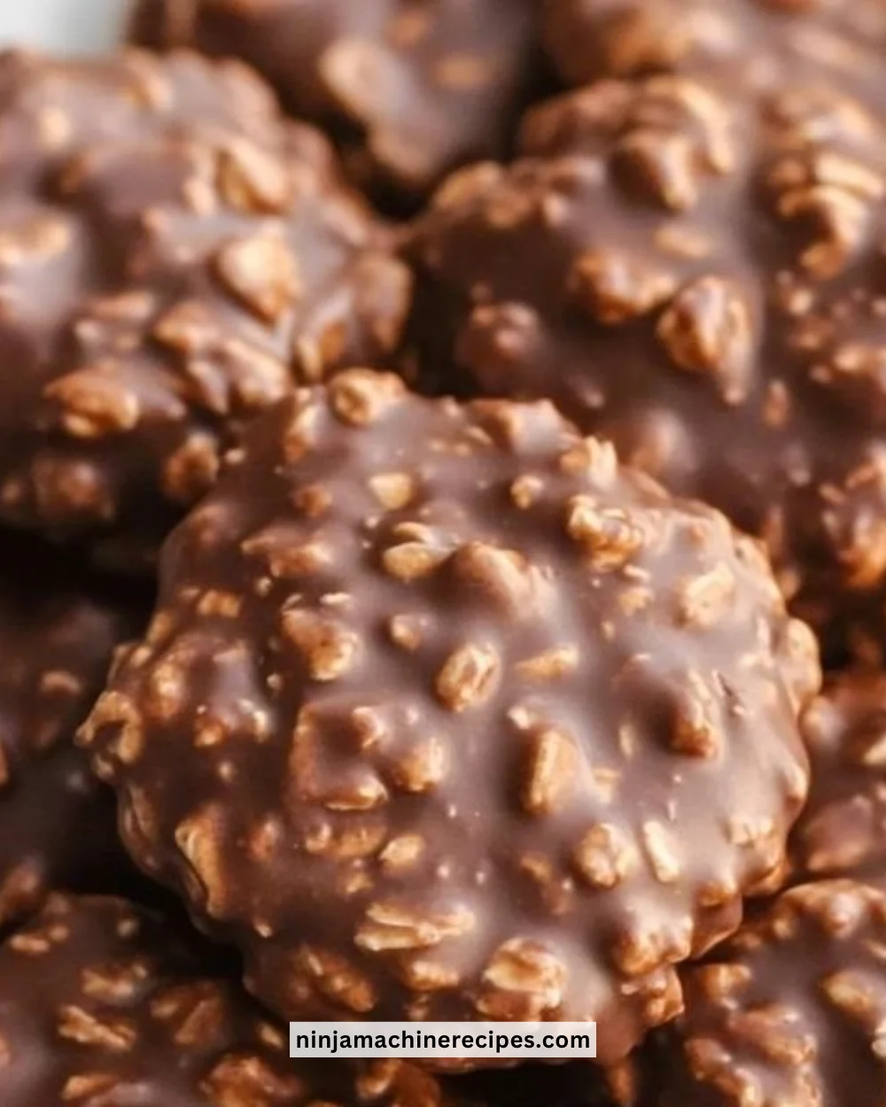 Decadent chocolate no bake cookies with peanut butter on a plate