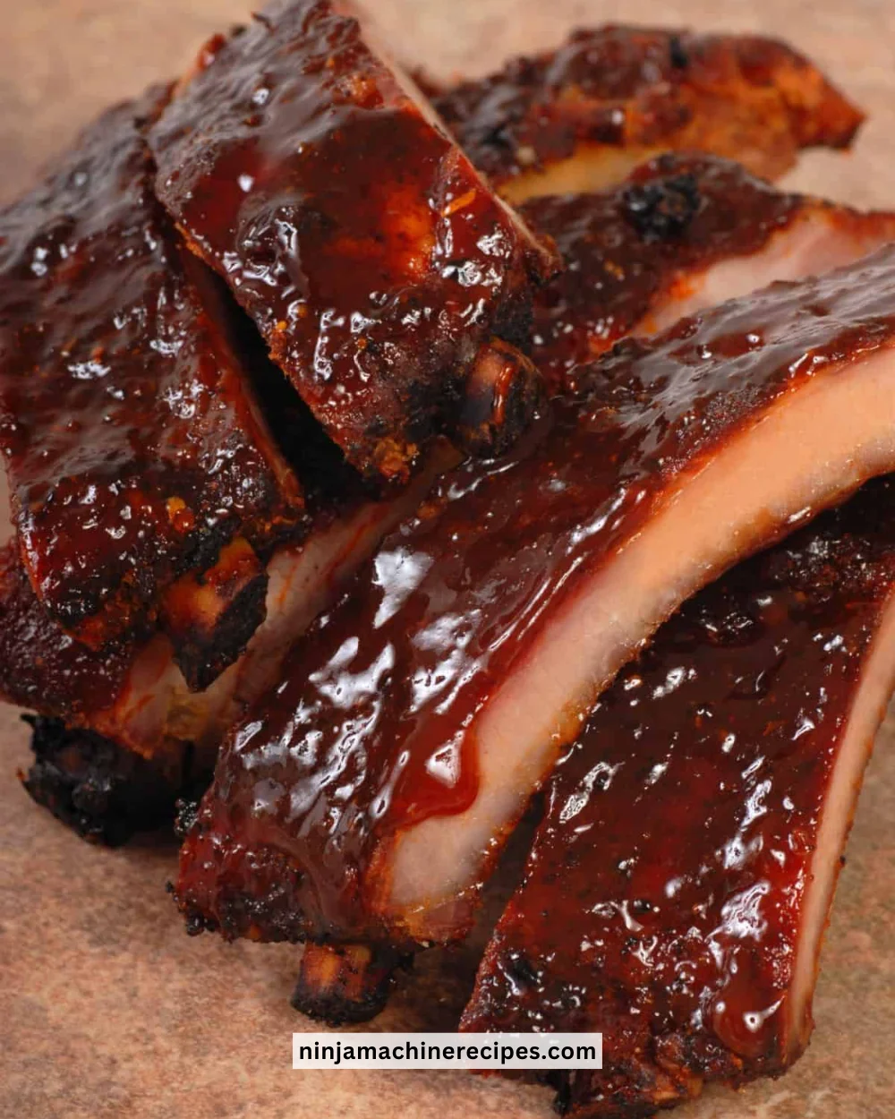 Delicious smoked ribs on a pellet smoker, ready to serve for BBQ night
